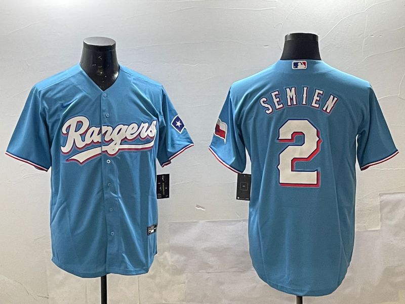 Men Texas Rangers #2 Semien Light Blue Game 2025 Nike MLB Jersey style 6->texas rangers->MLB Jersey